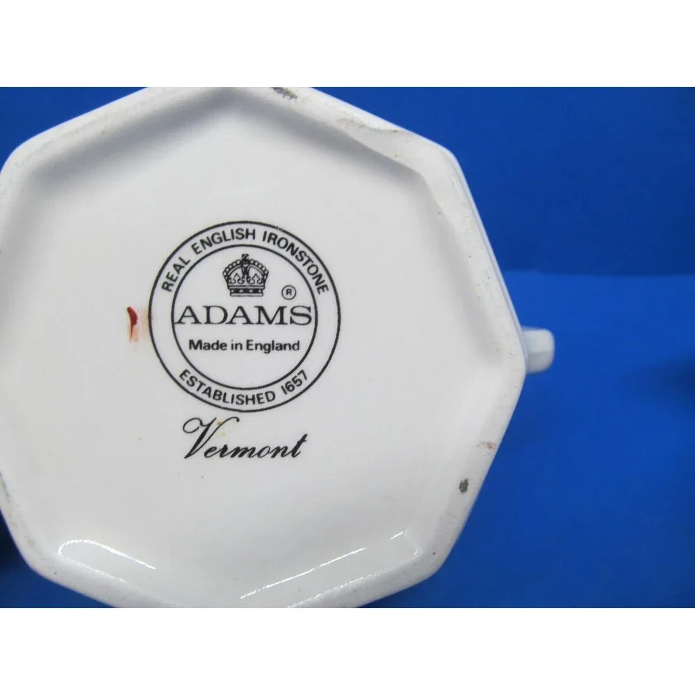 Adams Ironstone Vermont Covered Sugar Dish And Creamer Excellent Cond